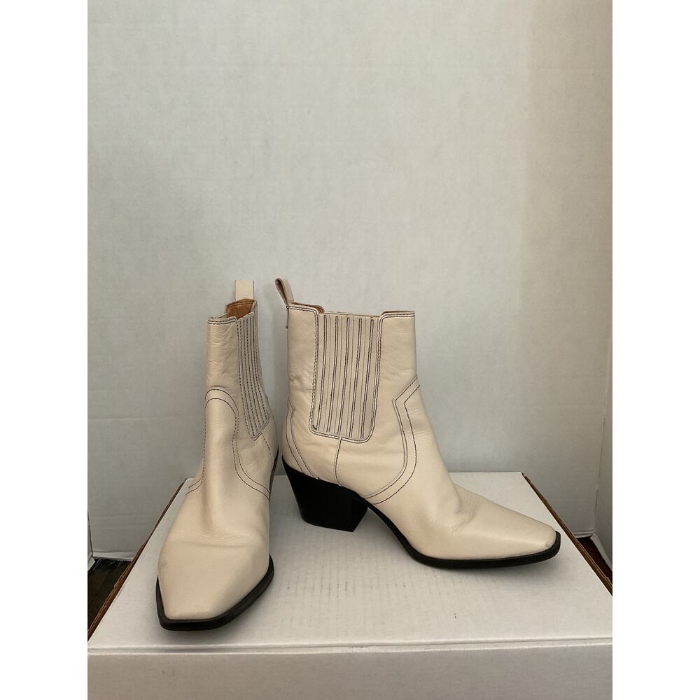 Crown Vintage - All Leather Short Cowboy Western Boots - Cream - 8 1/2M